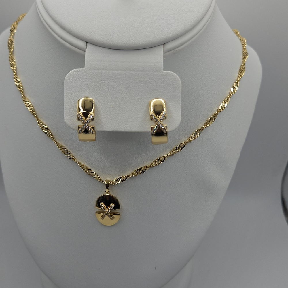 Gold Necklace and Earring Set
